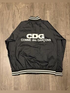 Comme des Garçons Black Bomber Jacket with White CDG Logo